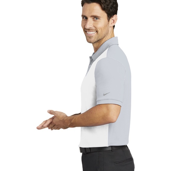 NWT Nike Dri-FIT Colorblock Icon Modern Fit Polo White / Wolf Grey, Size XL - Picture 3 of 12